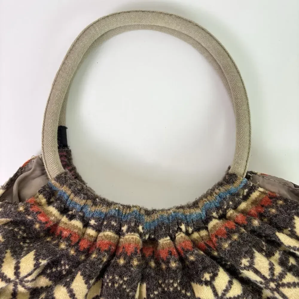 Mossimo Y2K Fair Isle Round Top Handle Purse Flannel Snowflake Winter Hobo Bag